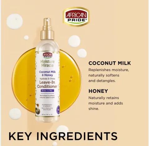 [241] African Pride Moisture Miracle Coco Honey Leave in Spray 8oz