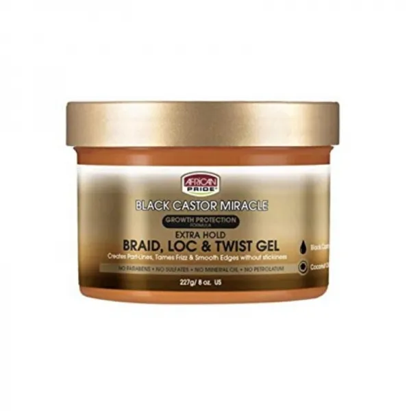 [230] African Pride Black Castor Miracle Braid Lock & Twist Gel 8 oz