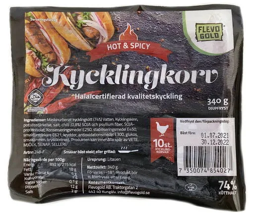 Flevogold Spicy Chicken Franks Premium 340g