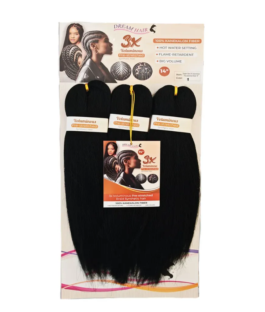 [9483] Dream Hair 3X Voluminous Pre-stretched Braid 14'' # 1