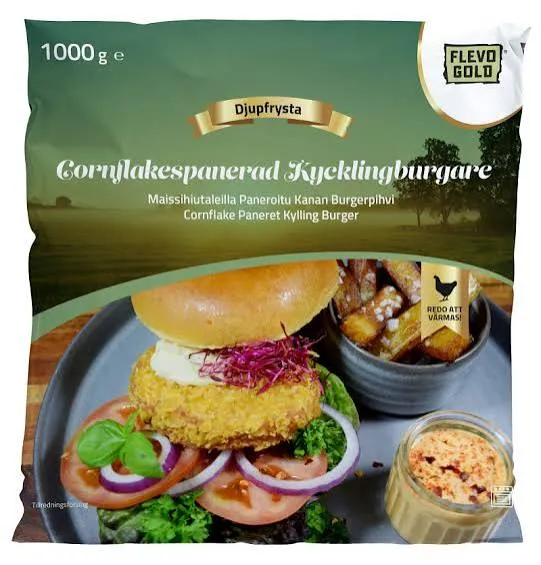 Flevogold Chicken Burger Cornflakes breaded 1kg