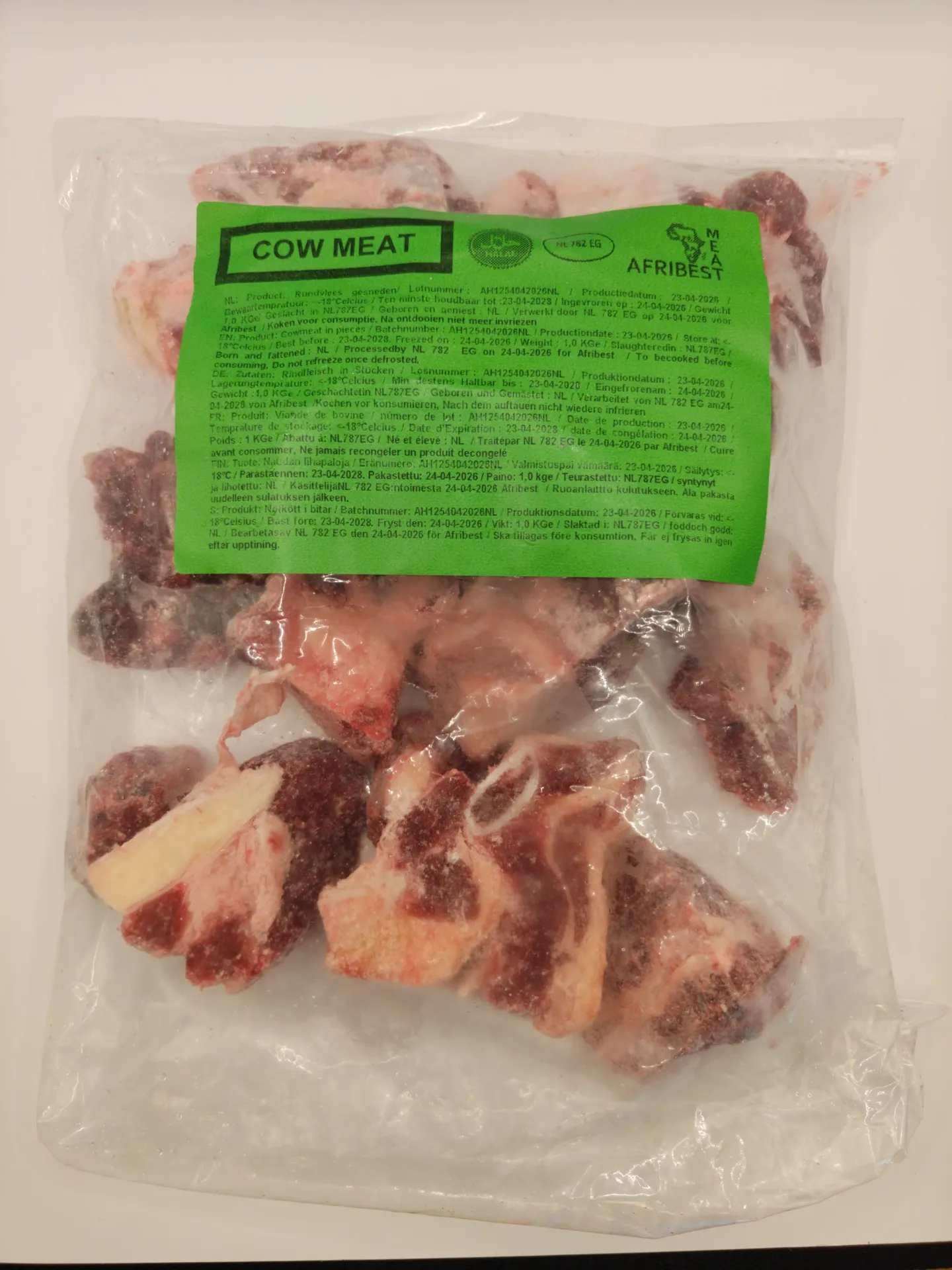 [8340-001] Afribest Cut Cow Meat IQF 1kg - NL
