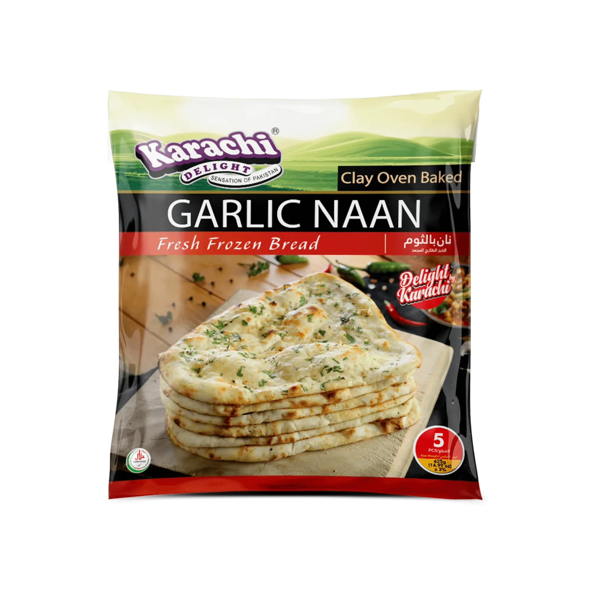 [10790] Karachi Delight 5 pcs Garlic Naan 425g