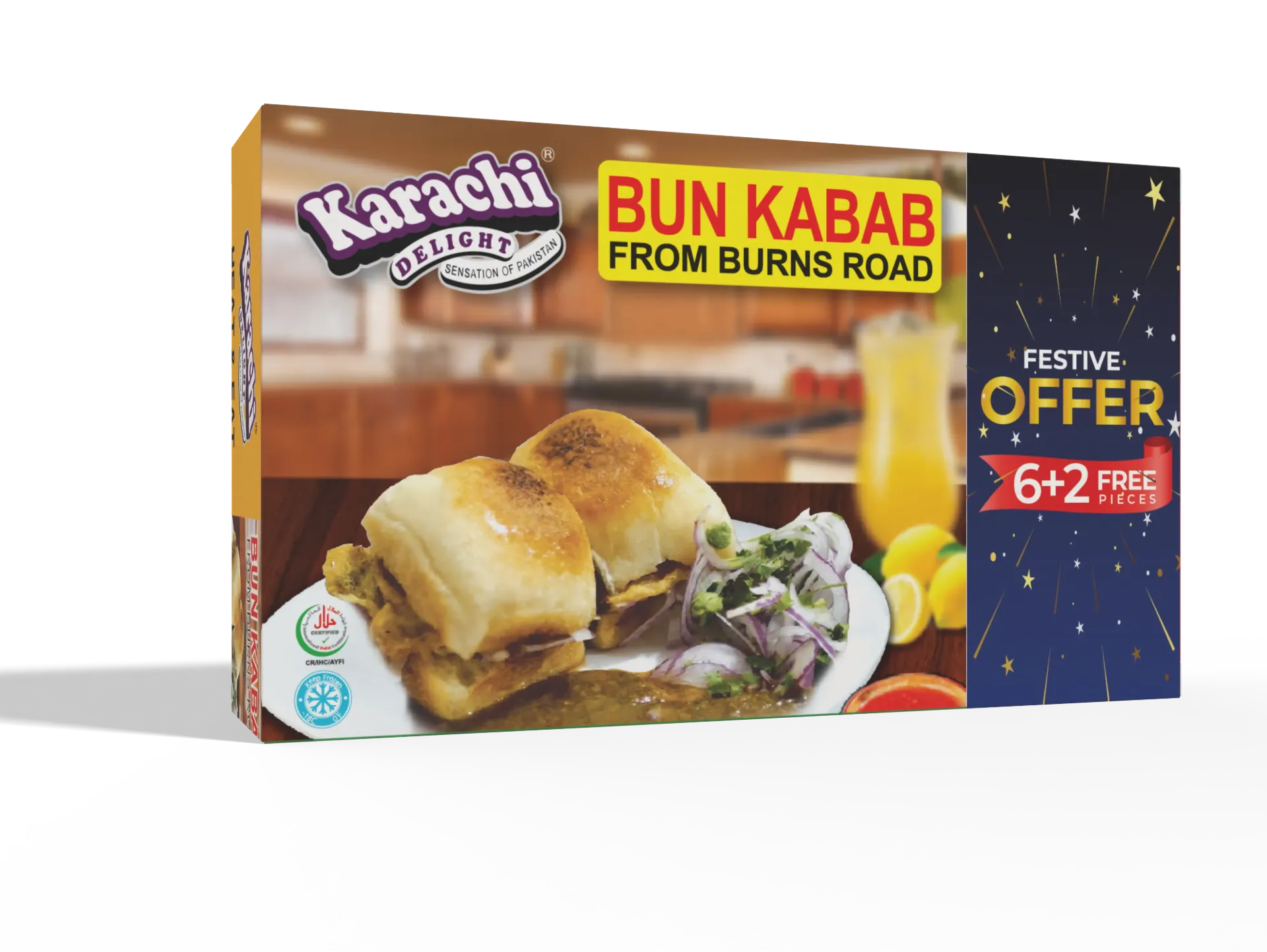 Karachi Delight 6 pcs Bun Kabab ( 6+2 ) 860g