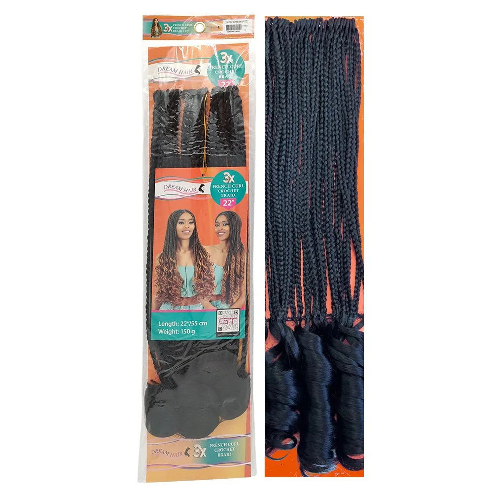 [10913] French Curl Crochet Braided X3 Pcs 22'' # 27