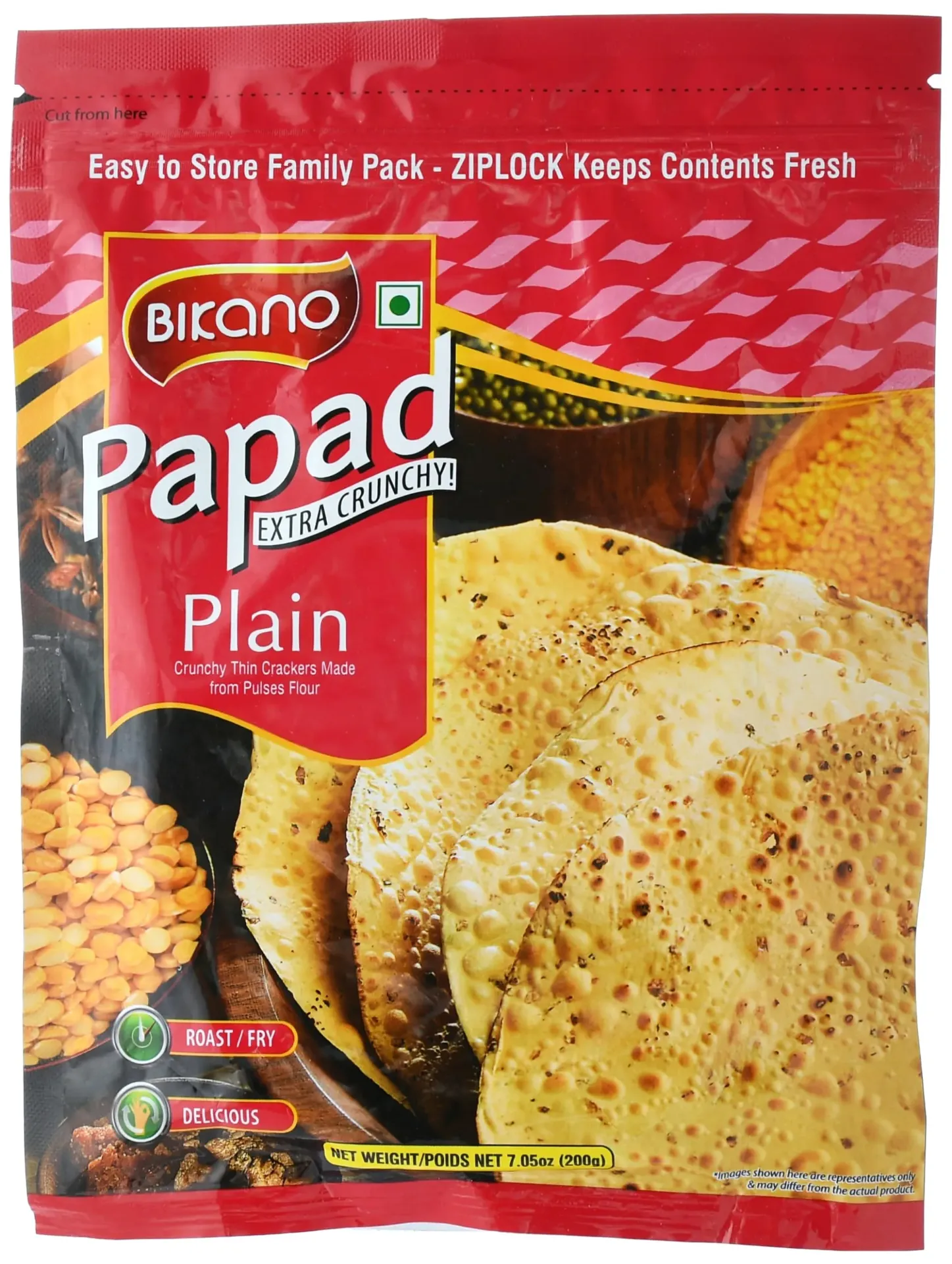 Bikano Papad Plain 200g